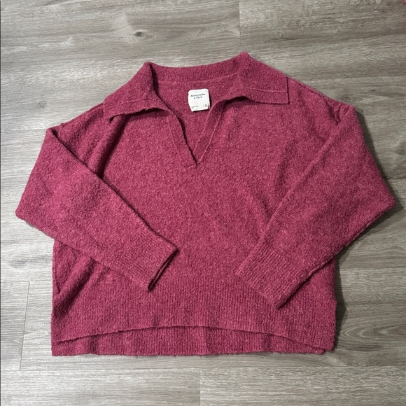 Abercrombie & Fitch Sweaters - Abercrombie & Fitch Pullover Polo Collar Sweater Magenta